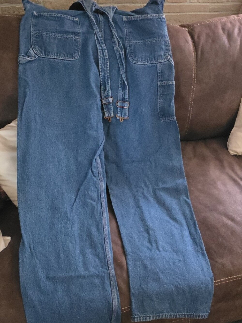 Carhartt Blue Denim Work Overalls with Bib - Picture 3 of 4